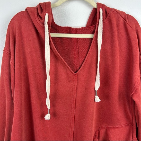 POL Burnt Orange oversized asymmetrical ruffled hem hoodie size: S - Picture 3 of 15